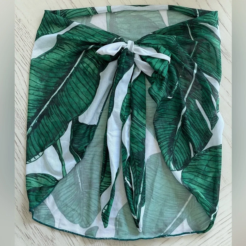 Tropical Green Bikini And Sarong - Size Small